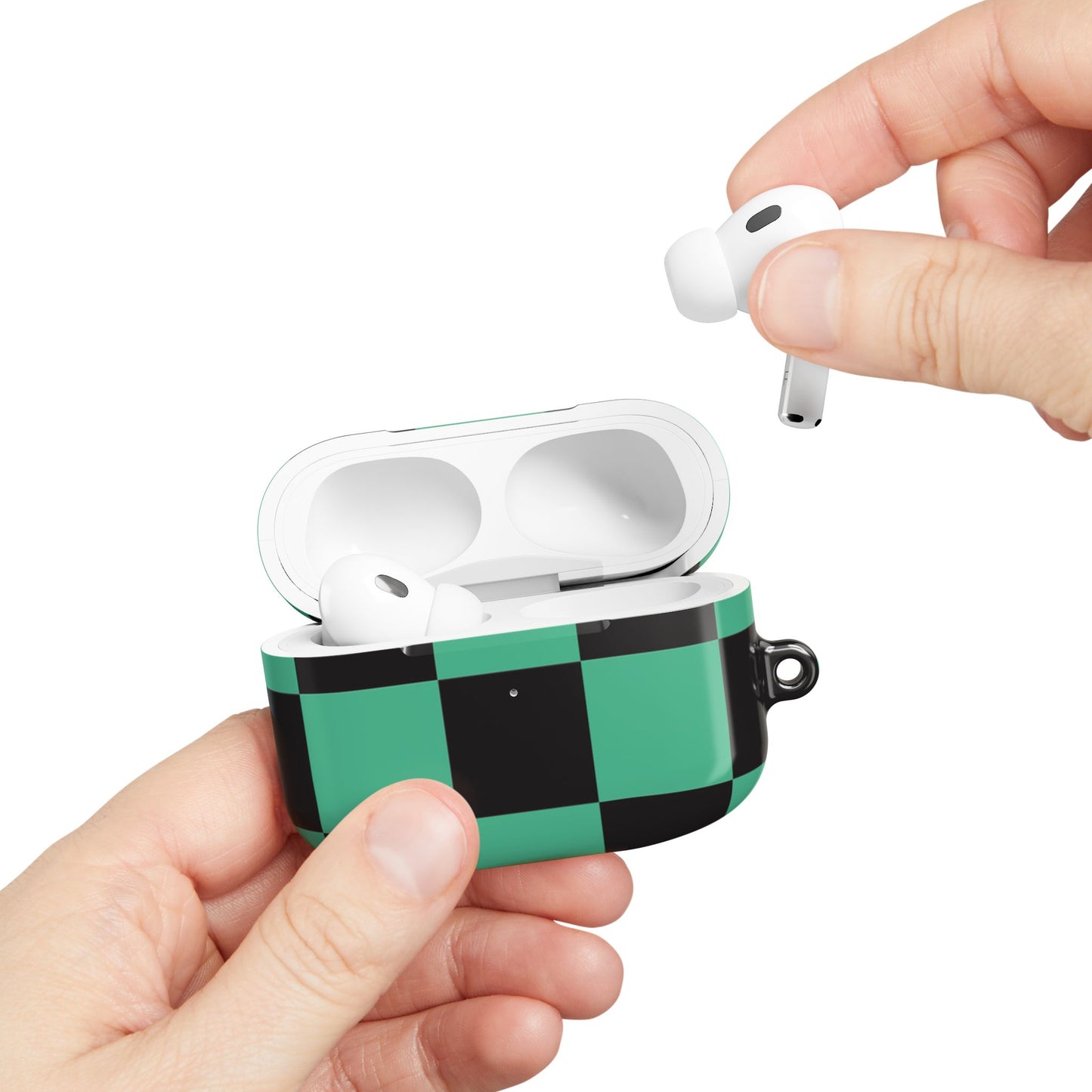 Tanjiro Green and Black Chequered AirPod Case — Protective Cover