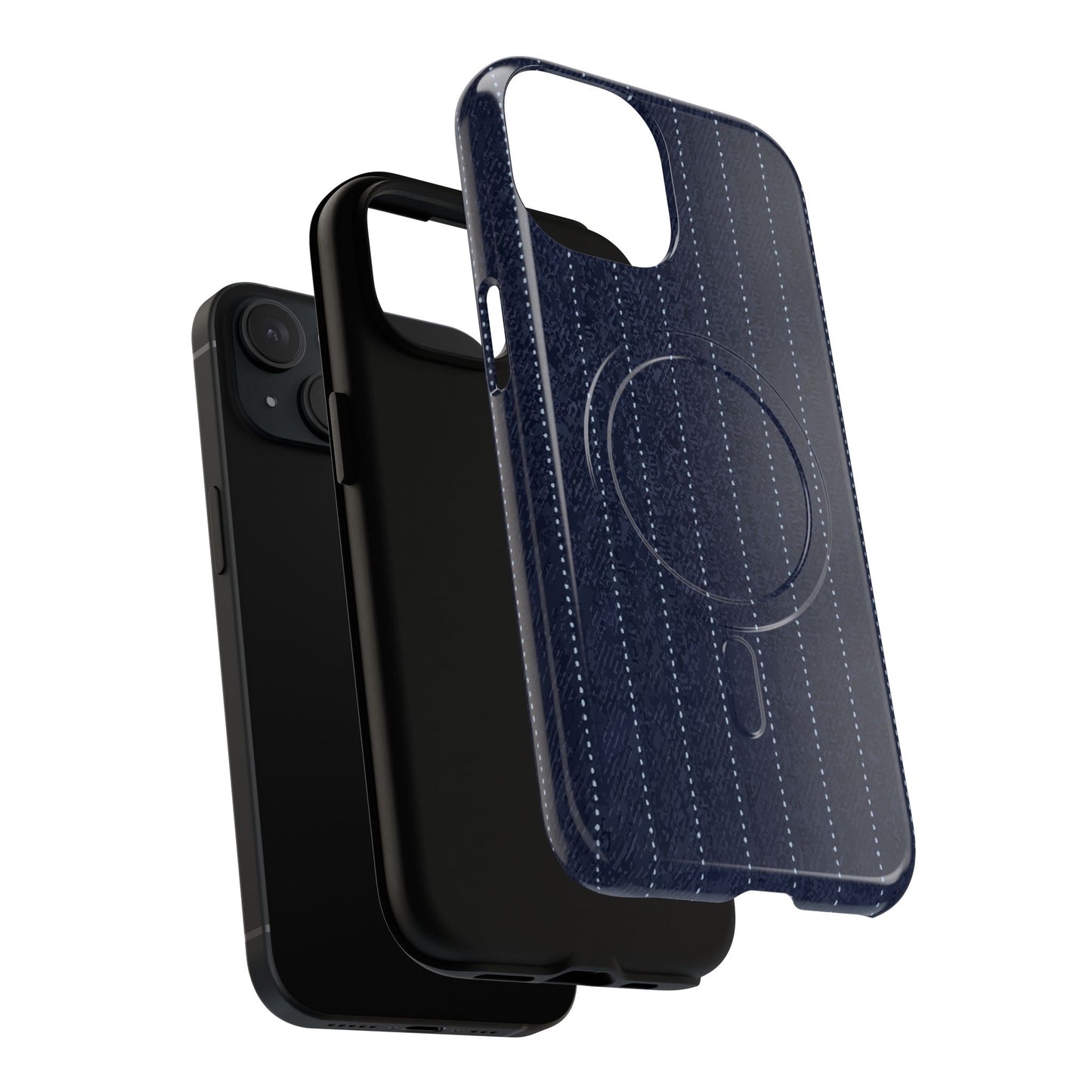MagSafe Tough Phone Case — Navy Pinstripe Magnetic Protective Cover