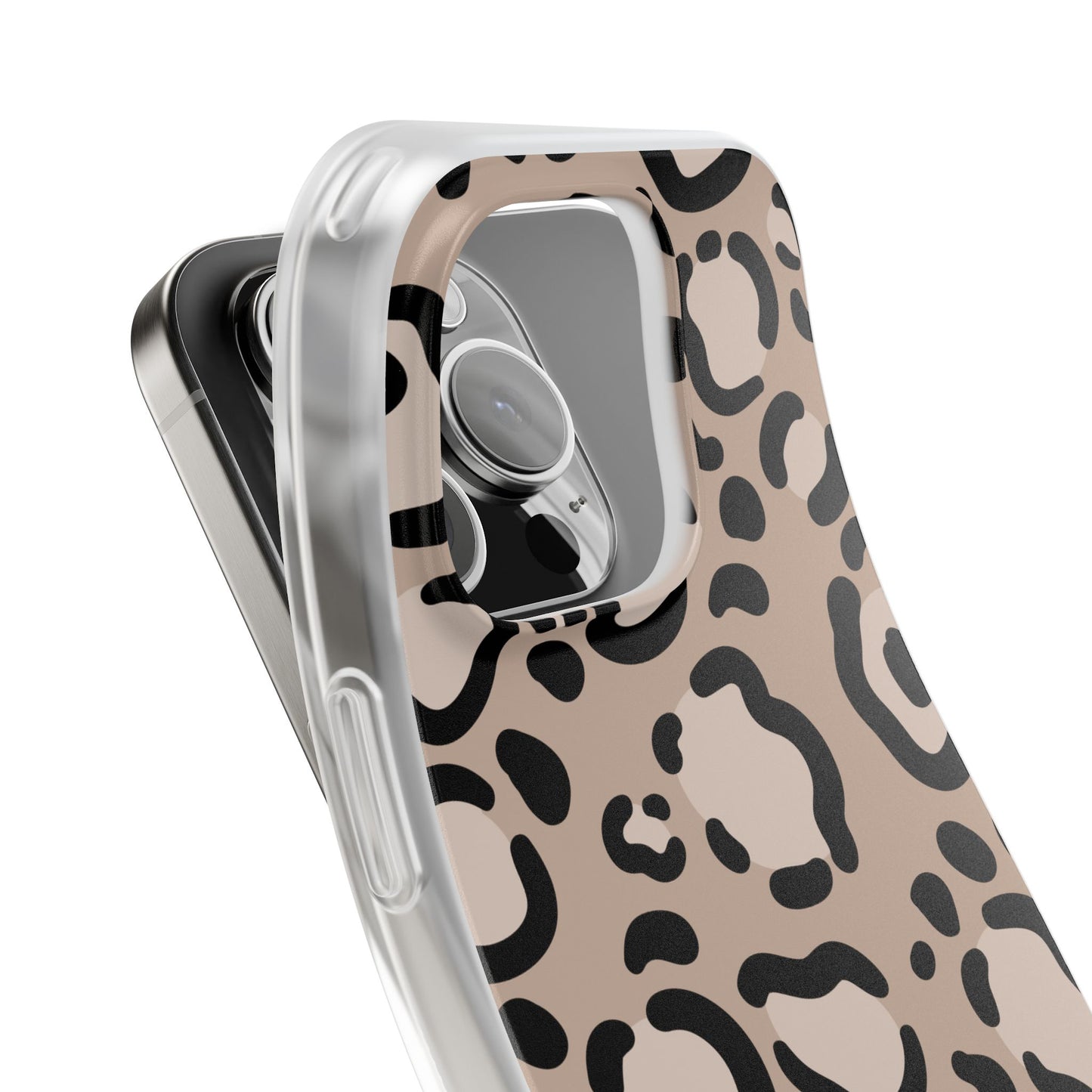 Beige Black Leopard Print Flexi Case for Apple iPhone and Samsung Galaxy.