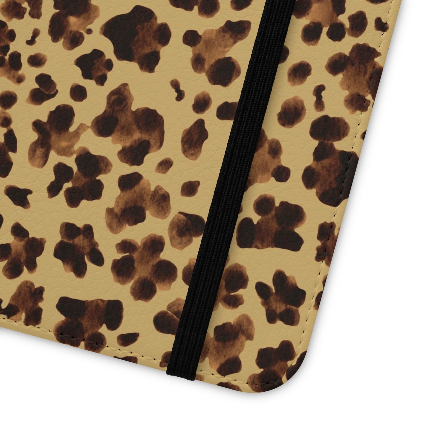 Leopard Print watercolour Flip Phone Case - Stylish Wallet Folio Cover with Card Slots