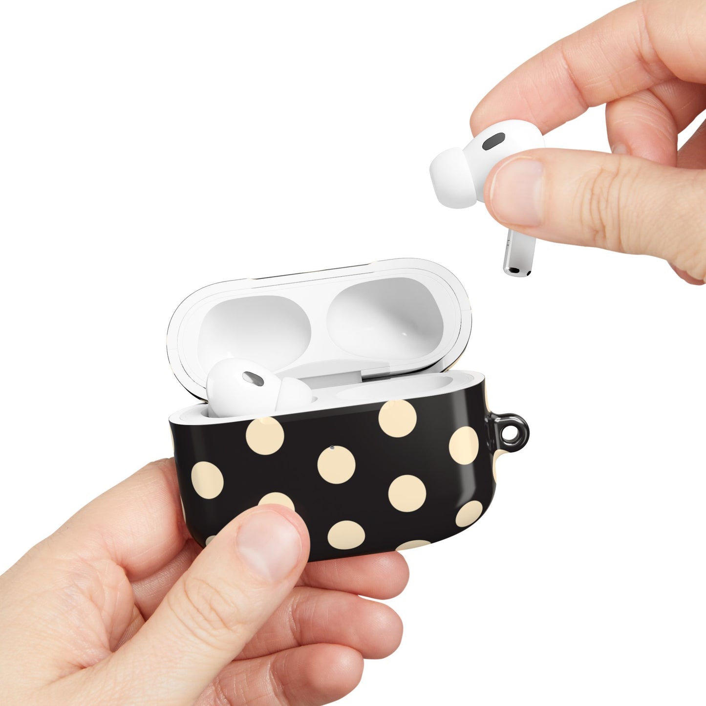 Polka Dot AirPod Case – Retro Black & Cream Protective Cover