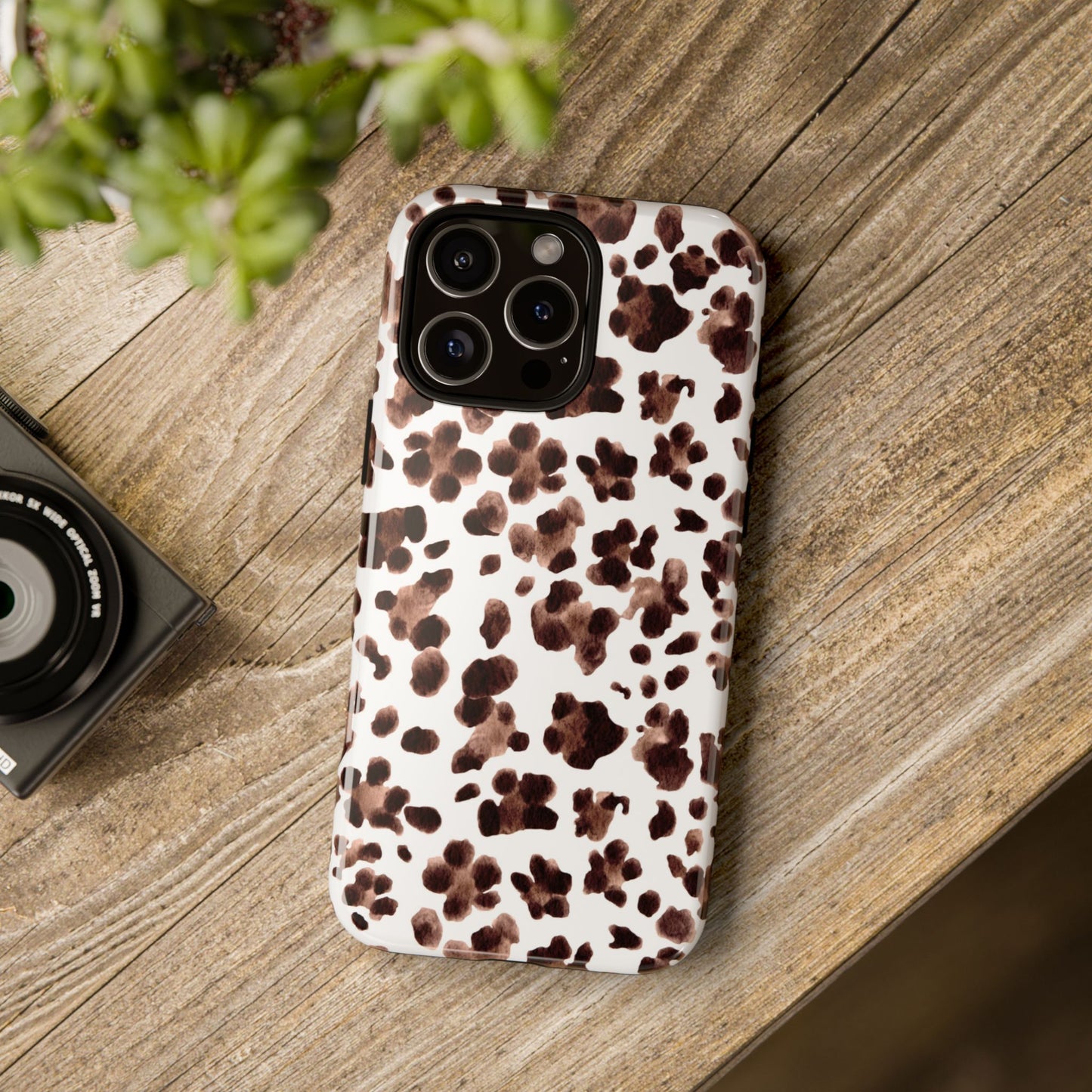 Brown Cowhide Print Phone Case — Tough Protective iPhone Cover