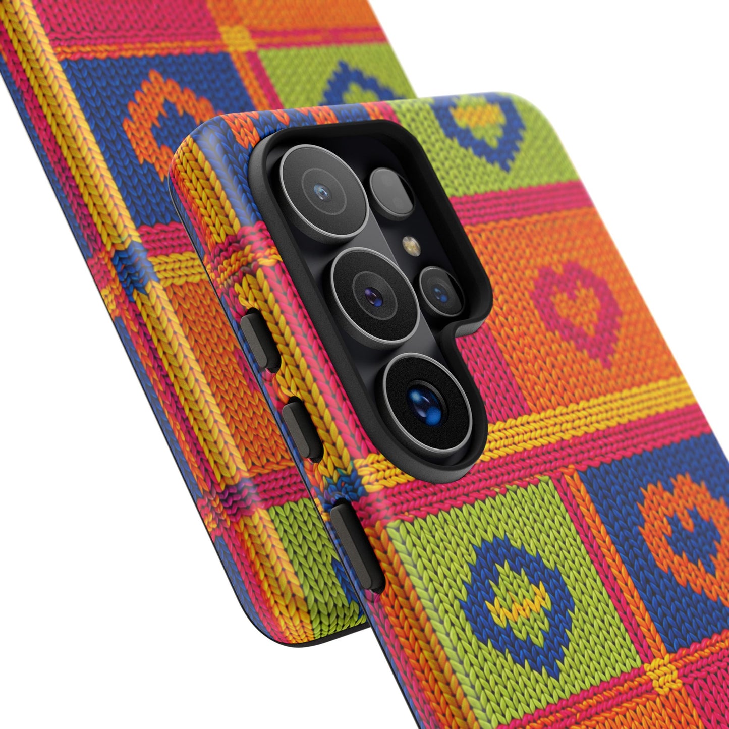 Retro Knit Pattern Heart Patch Tough Phone Case
