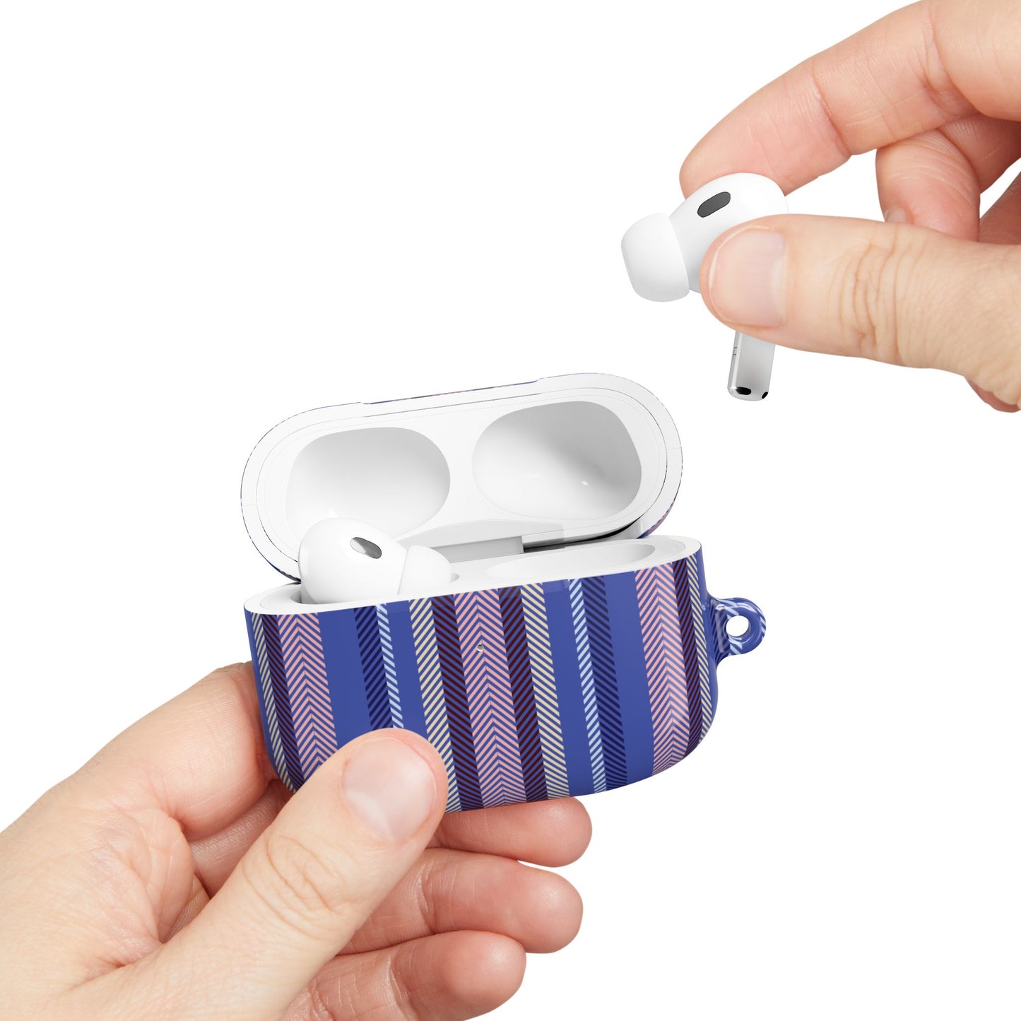 Striped Violet AirPod Case — Purple Blue Chevron Pattern AirPods Cover