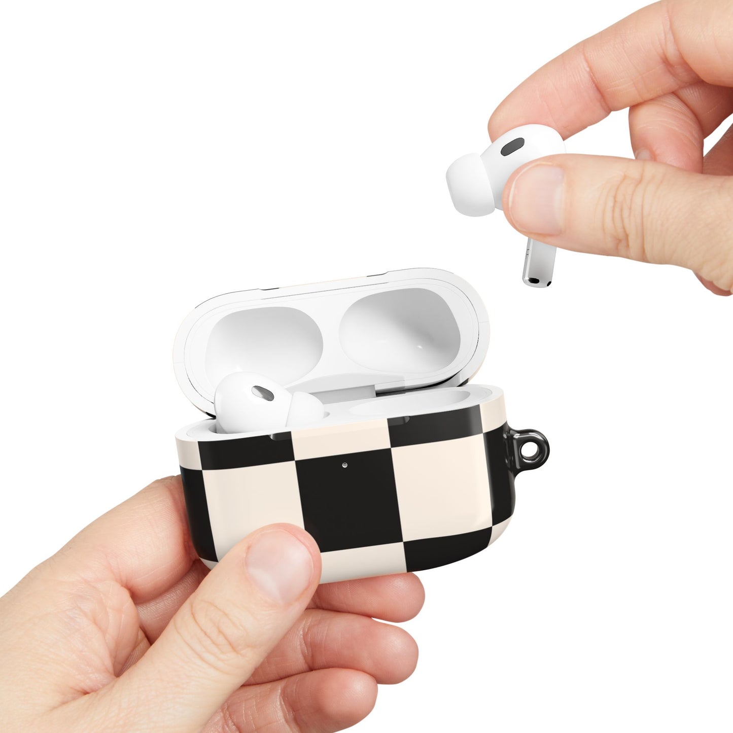 Ivory and Black Chequered AirPod Case — Protective Cover