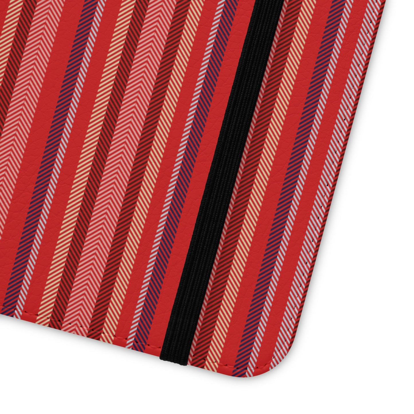 Red Stripe Flip Phone Case – Protective Wallet Folio with Card Slots