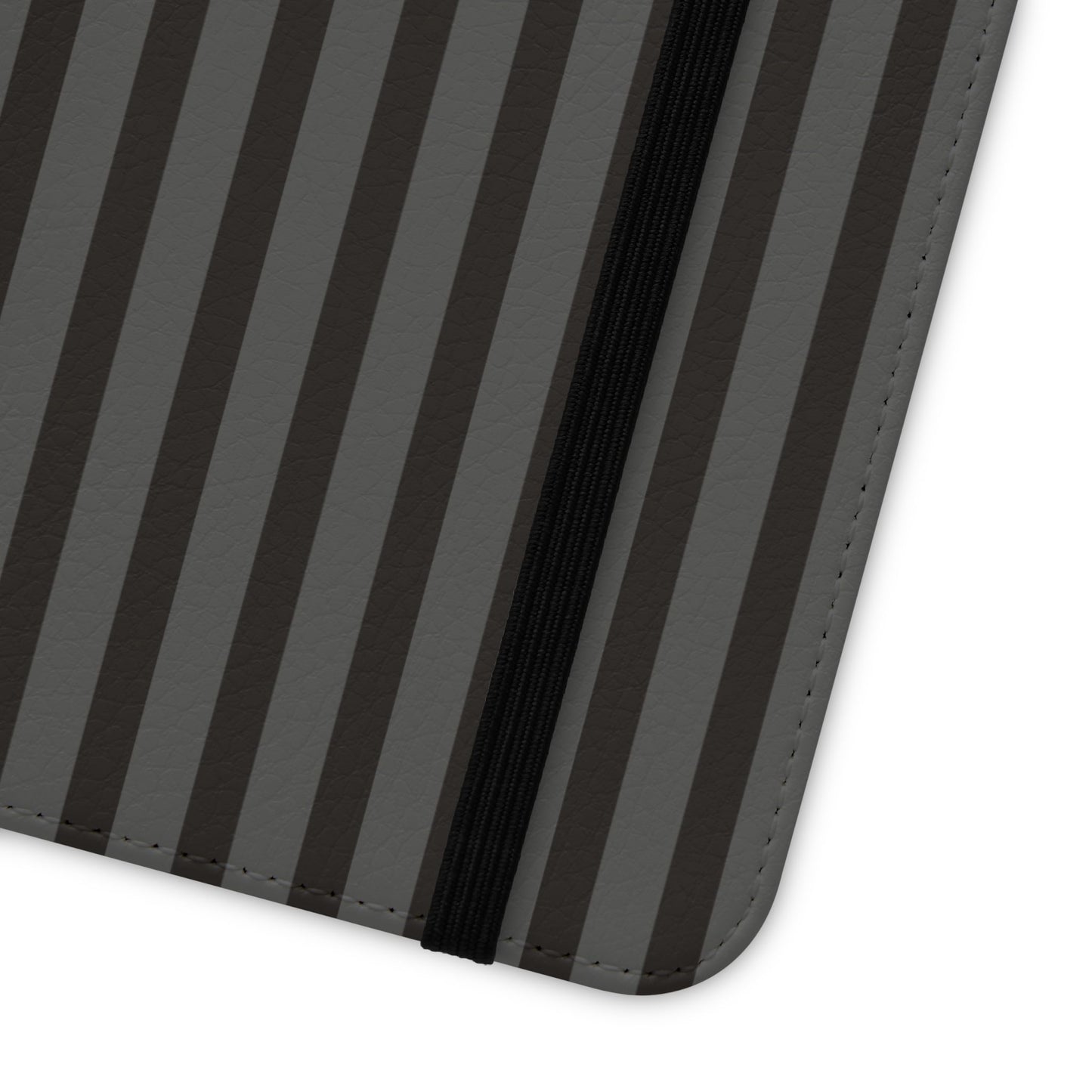 Striped Gray Flip Phone Case — Wallet Flip Case with Card Slots
