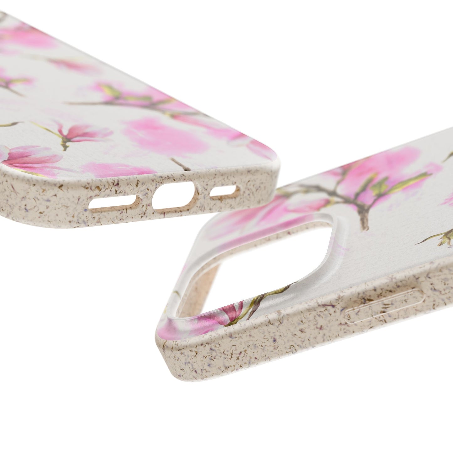 Biodegradable Phone Case — Pink Magnolia Floral Eco Phone Cover for Apple iPhone and Samsung Galaxy.