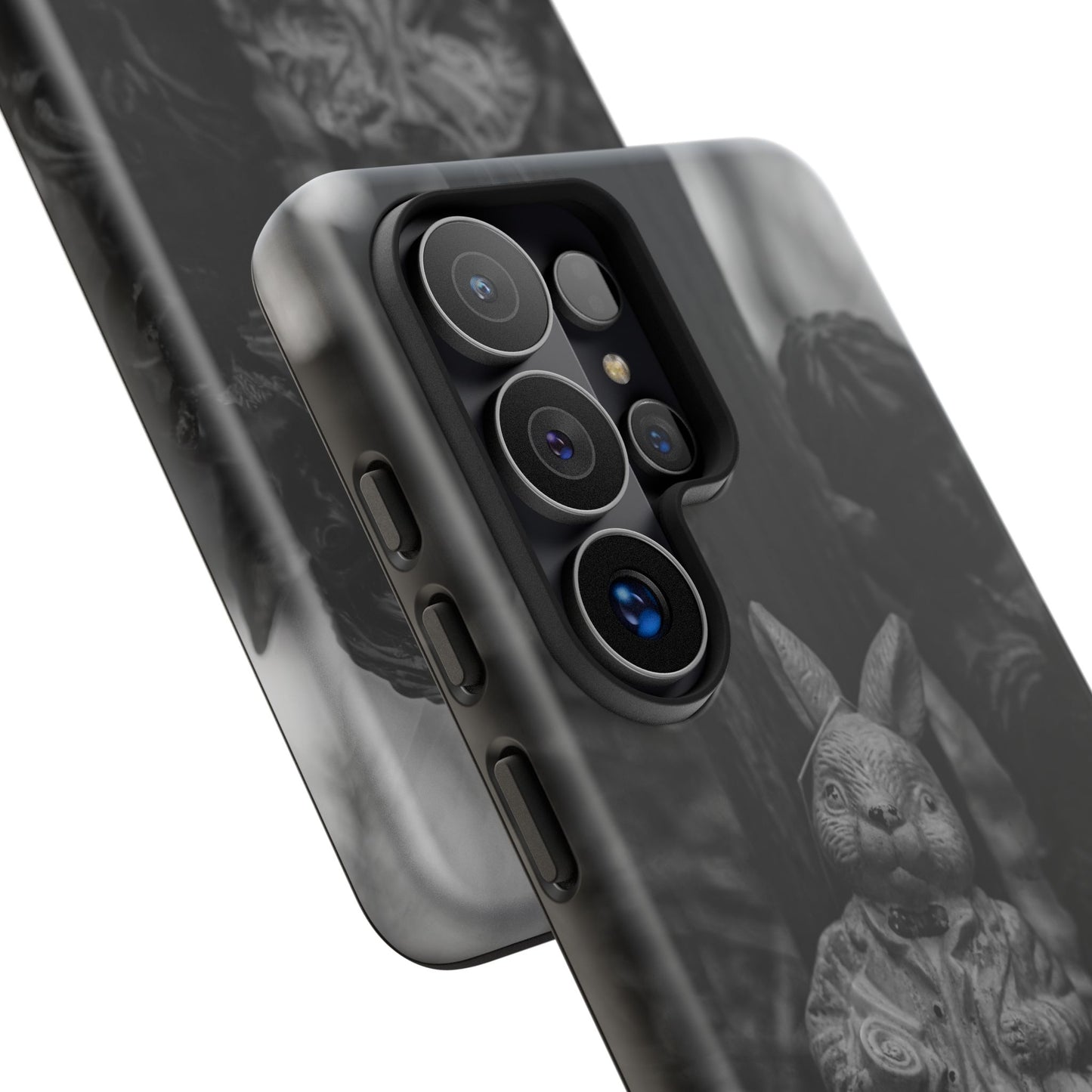 Vintage Gothic Bunny Tough Phone Case — Dark Garden Statue Protective Cover