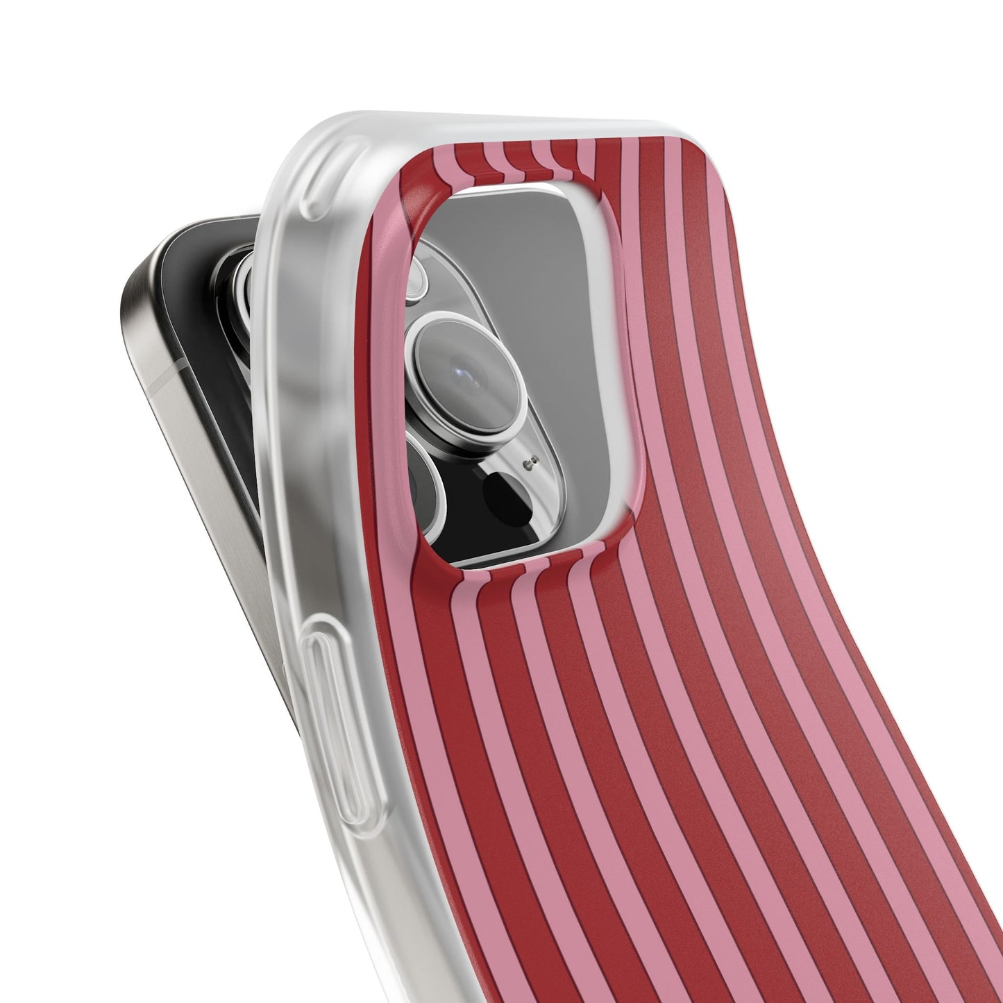 Red Vertical Stripe Protective Flexi Case for Apple iPhone, Samsung Galaxy.
