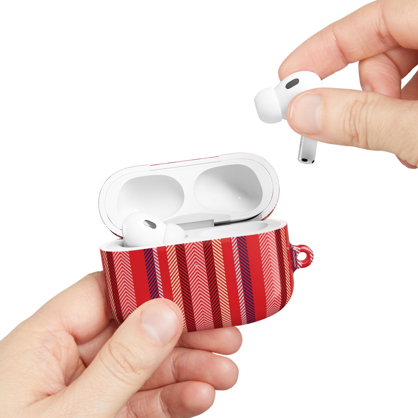 Striped Red AirPod Case - Protective Patterned Charging Case