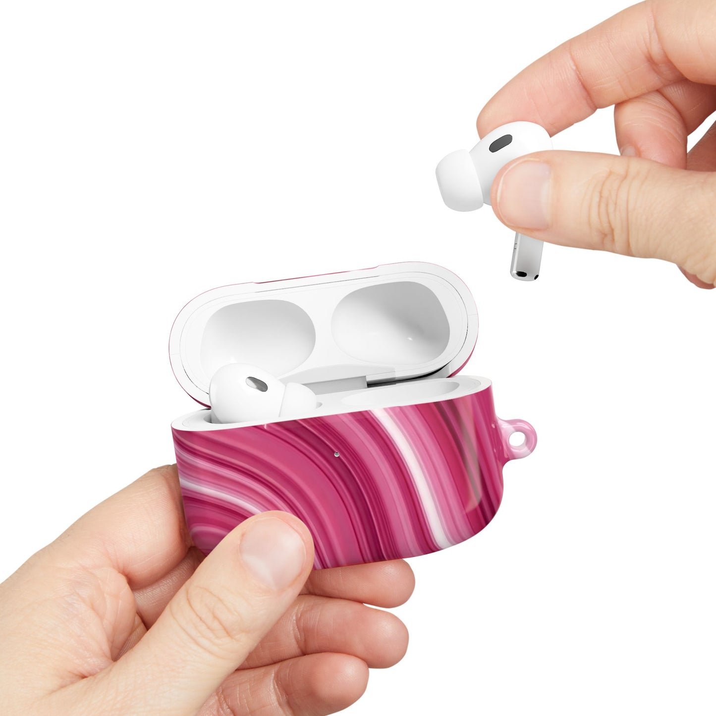 Pink Marble AirPod Case — Swirled Abstract Protective Charging Case