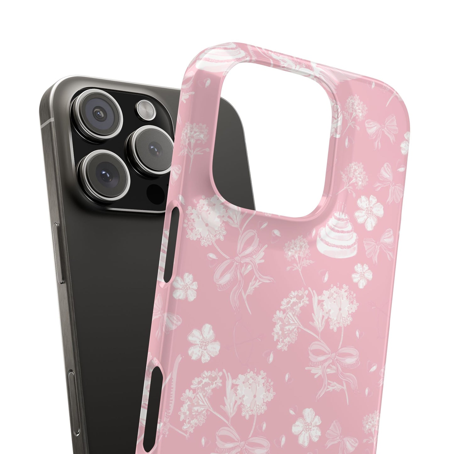 Pink Floral Slim Phone Case for Apple iPhone, Samsung Galaxy and Google Pixel.