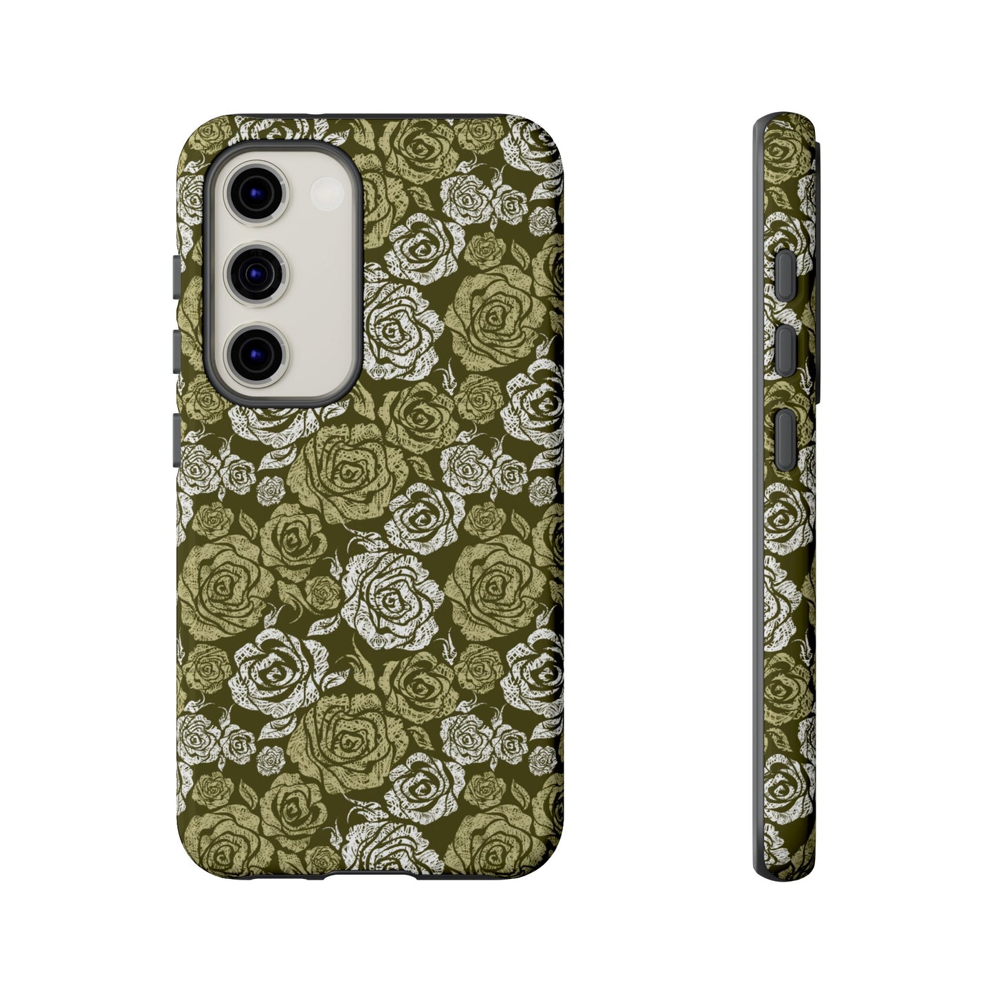 Floral Olive Rose Pattern Tough Phone Case