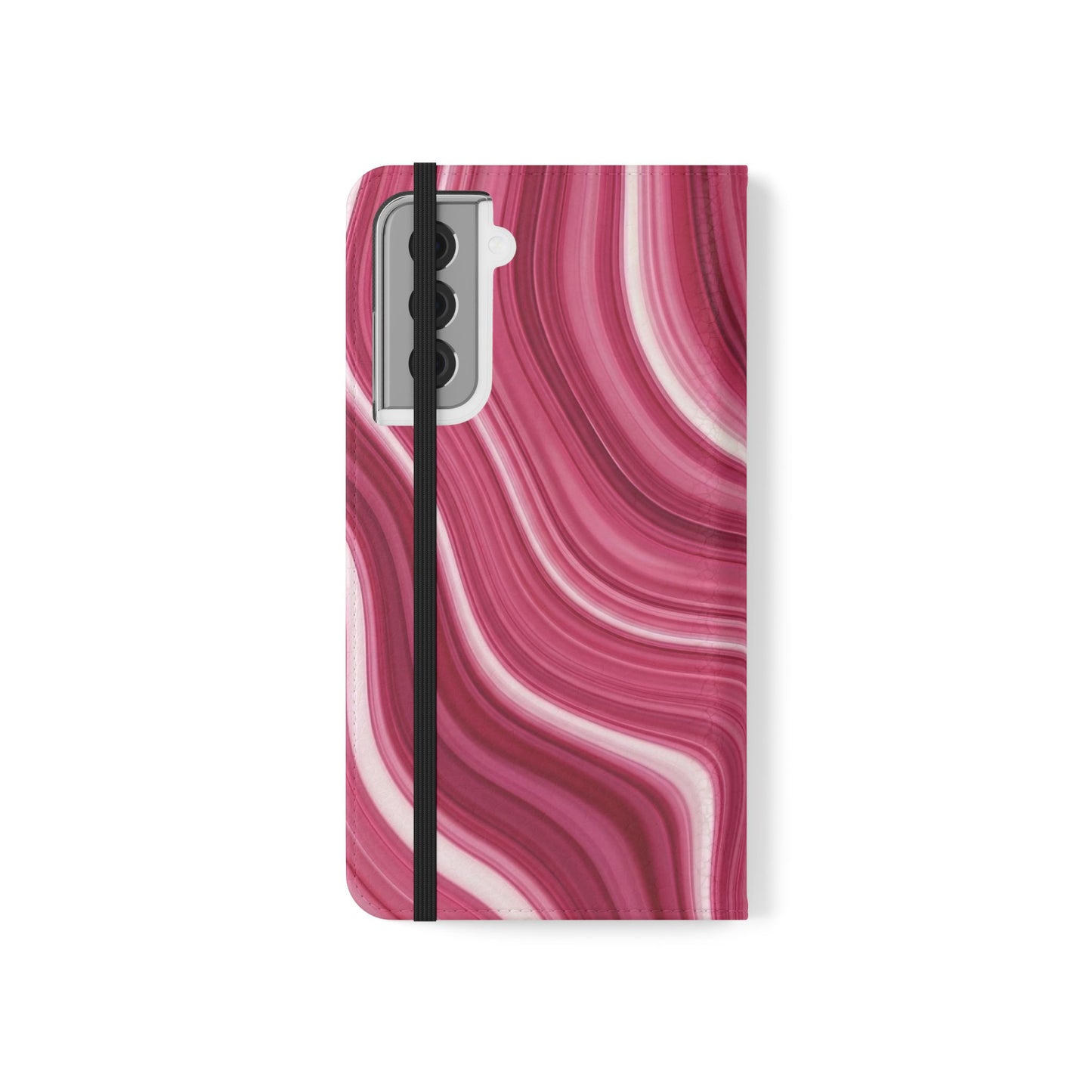 Pink Marble Swirl Flip Case — Wallet Phone Cover with Card Slots