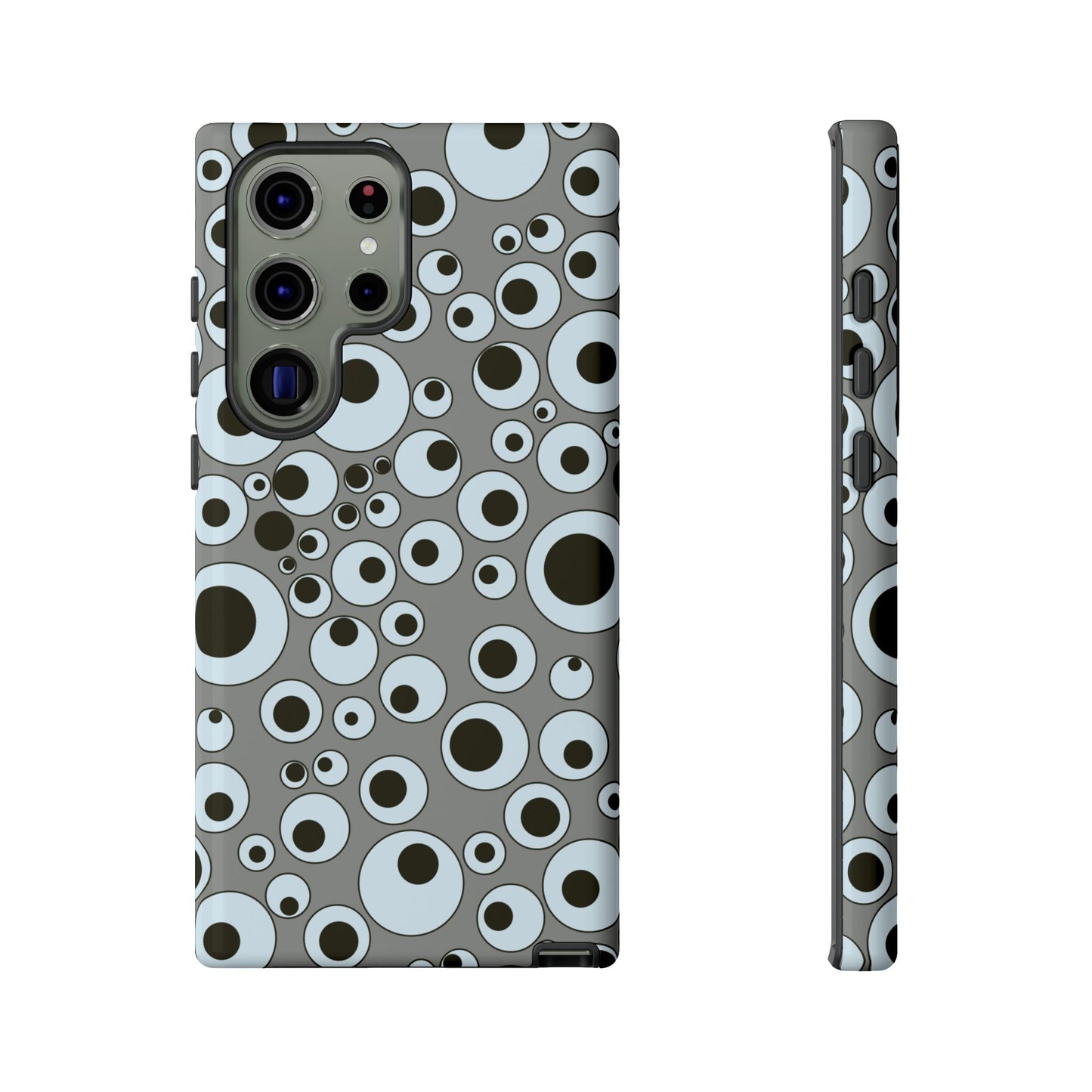 Bubble Pattern Tough Phone Case – Grey Retro Polka-Dot Design