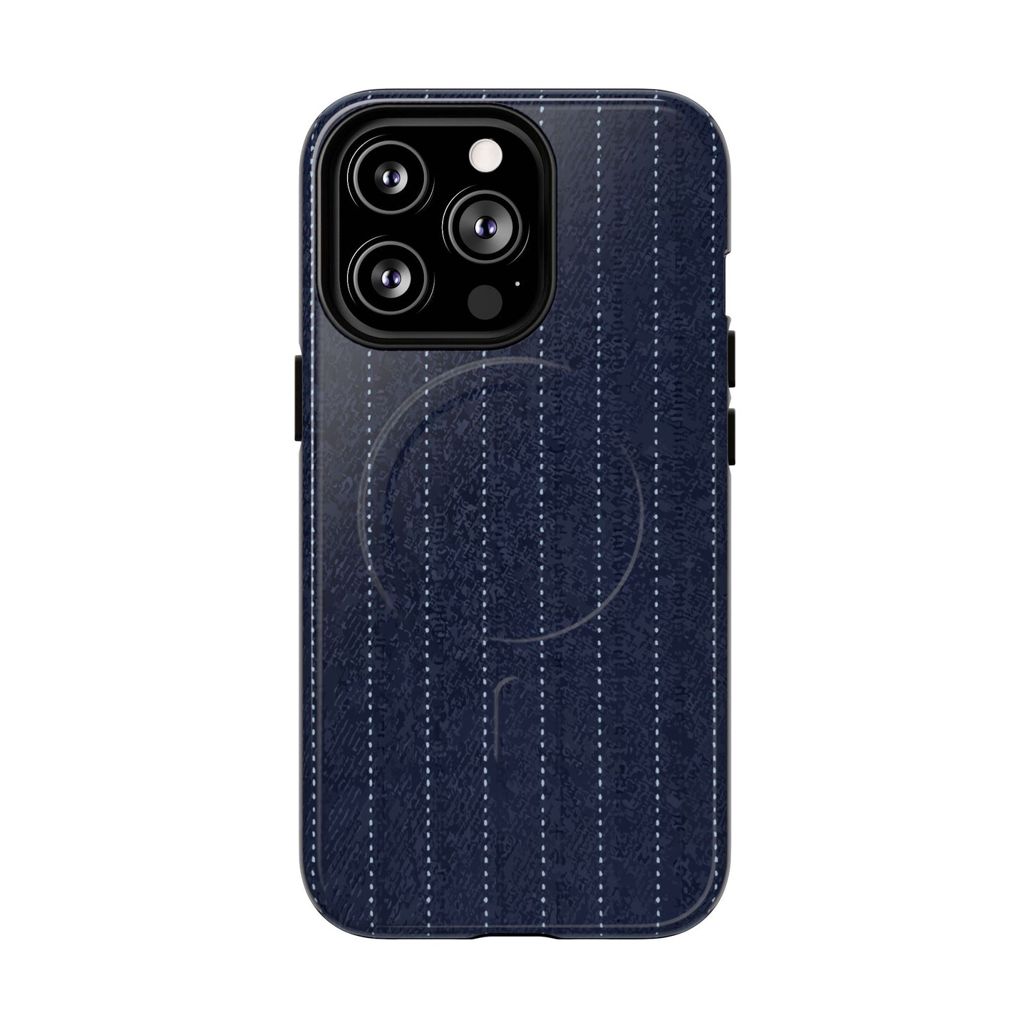 MagSafe Tough Phone Case — Navy Pinstripe Magnetic Protective Cover