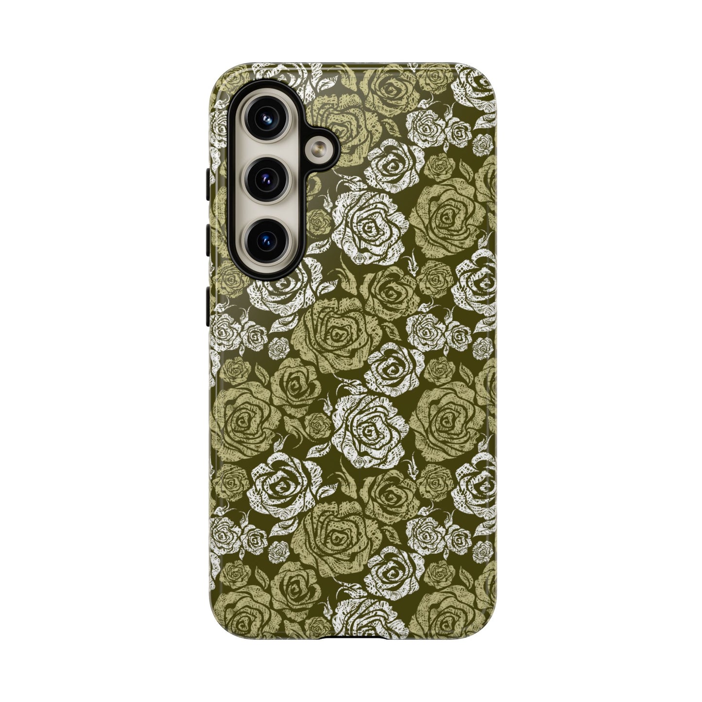 Floral Olive Rose Pattern Tough Phone Case