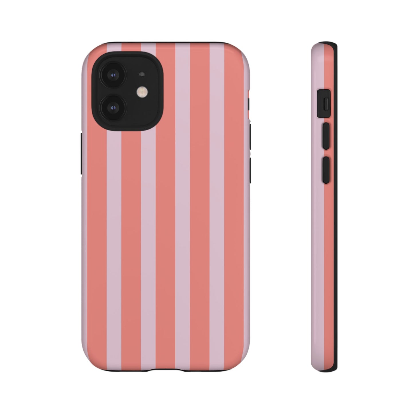 Pink Striped Tough Phone Case — Durable Protective Cover