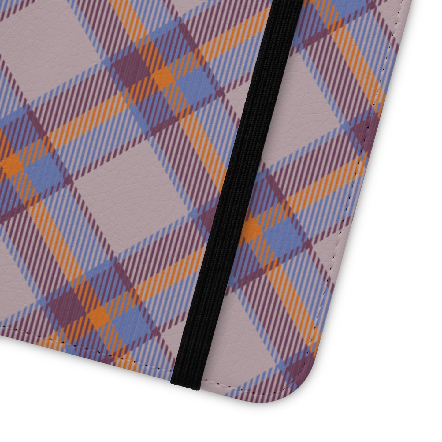 Tartan Flip Phone Case — purple & Orange Plaid Wallet Cover