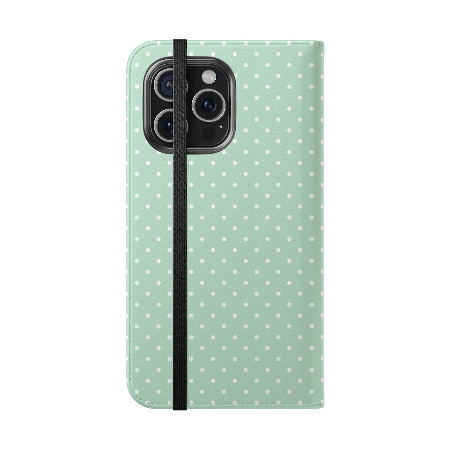 Polka Dot Flip Phone Case — Pastel Green-White Polka Dot Wallet Cover