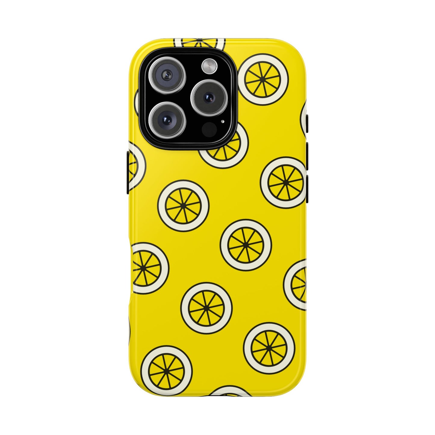 Yellow Lemon Pattern Tough Phone Case — Bright Citrus Protective Cover