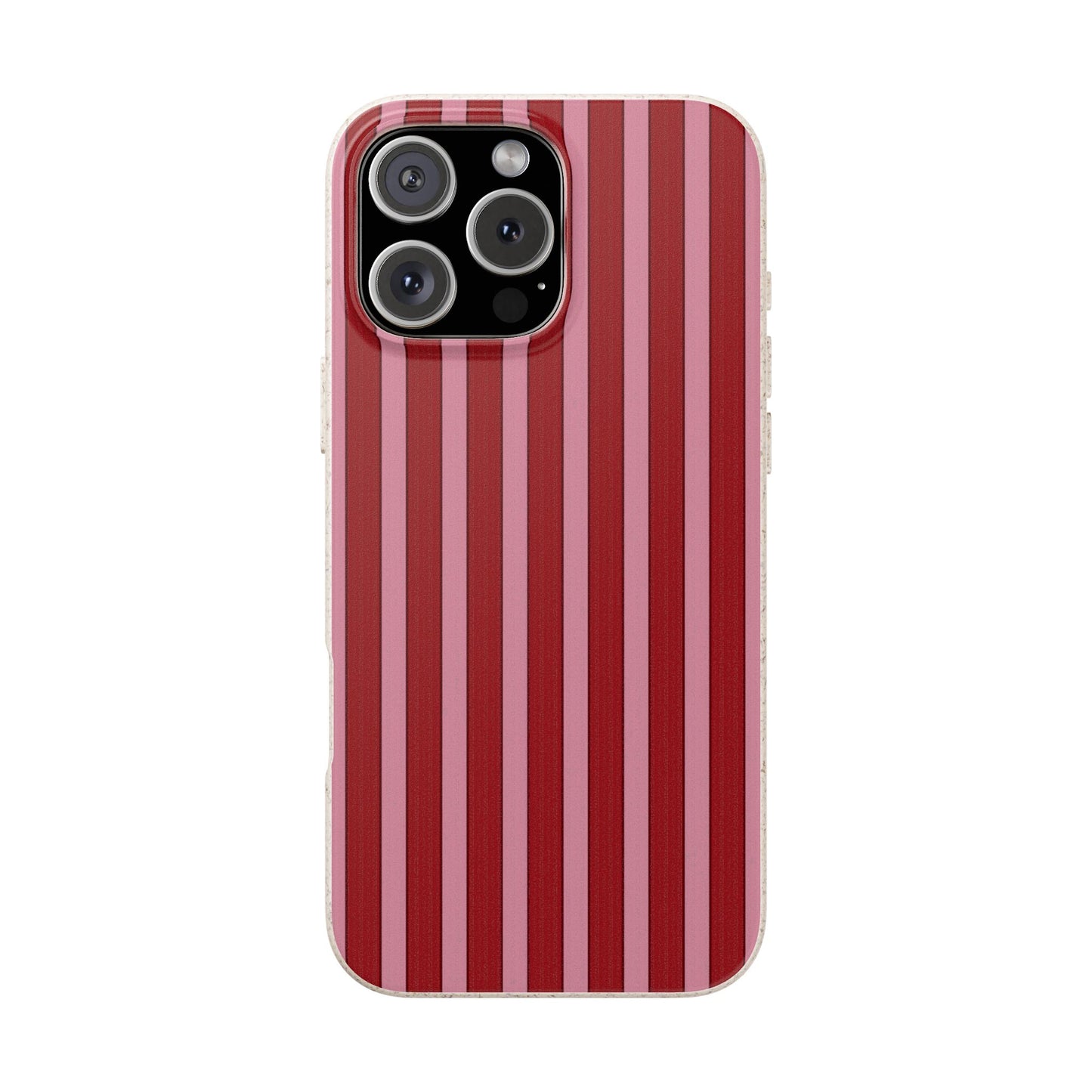 Biodegradable Phone Case — Red Vertical Stripe Eco Protective Cover for Apple iPhone and Samsung Galaxy.