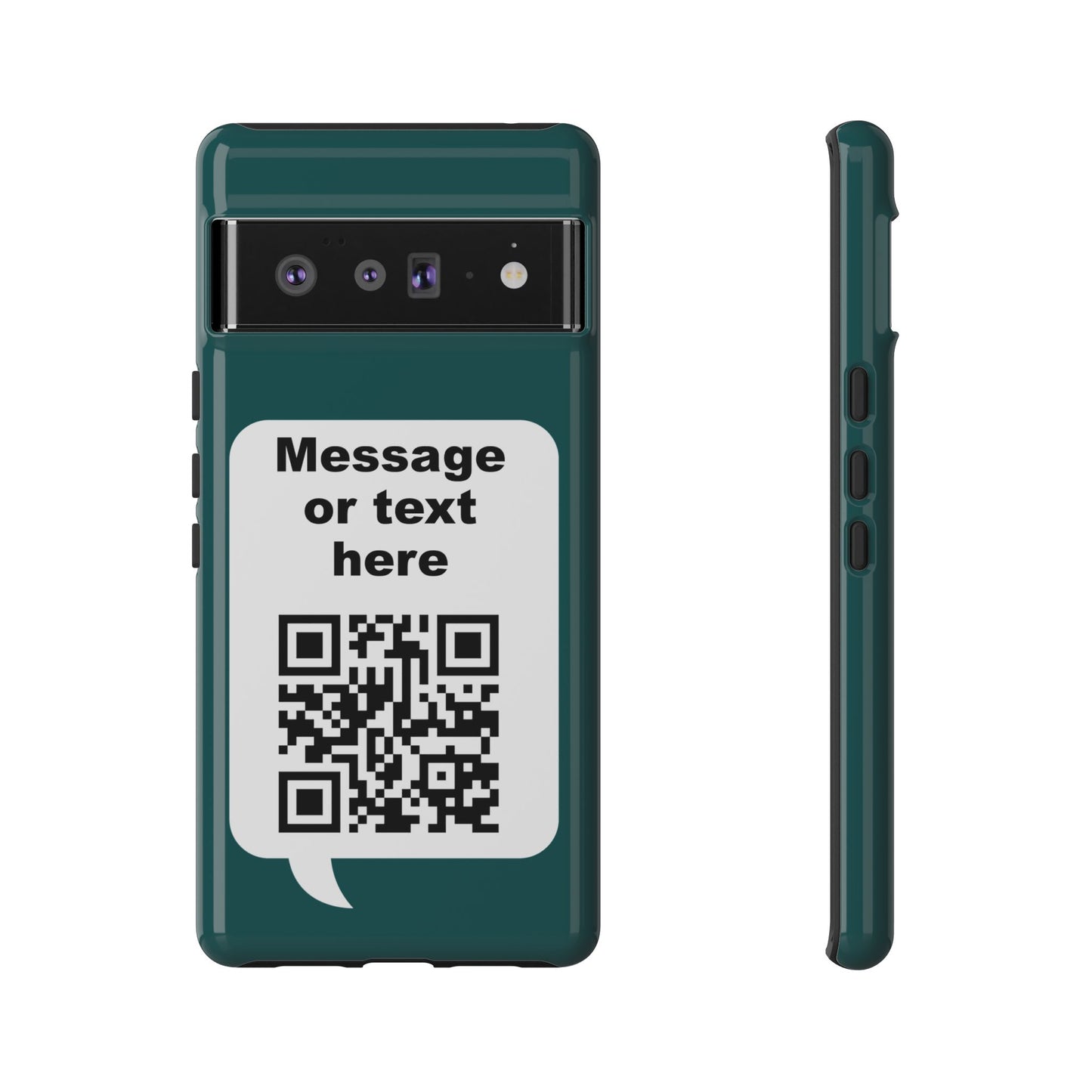 Custom QR Code Tough Phone Case — "Custom text" Contact Case
