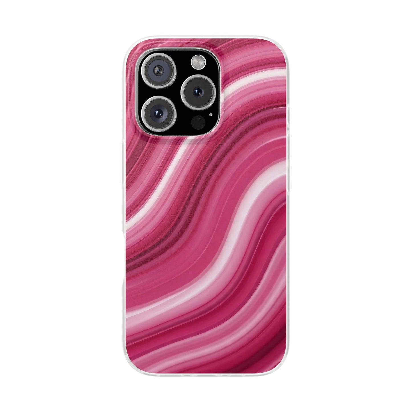 Pink Marble Wave Phone Case — Abstract Swirl Flexi Case for Apple iPhone, Samsung Galaxy.