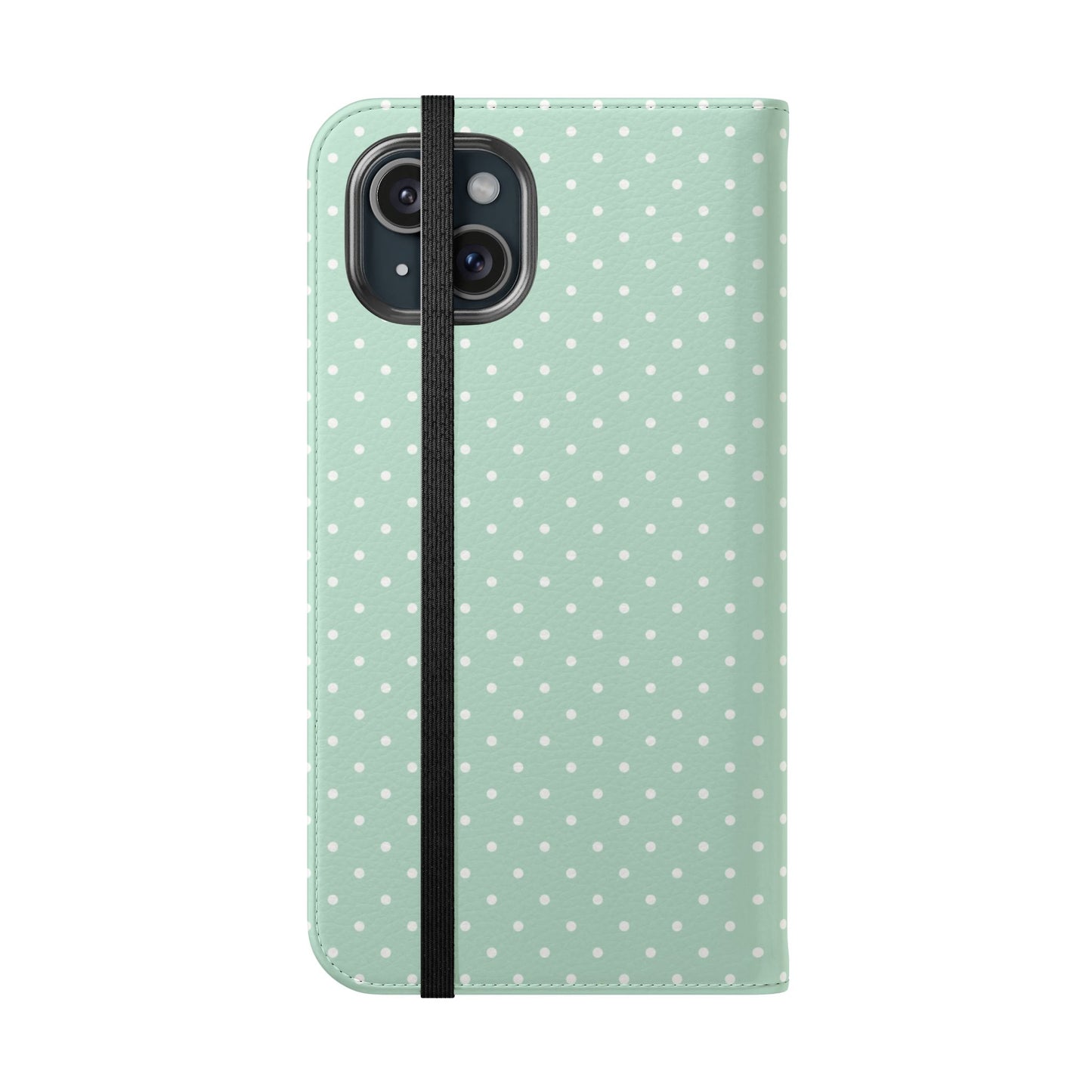 Polka Dot Flip Phone Case — Pastel Green-White Polka Dot Wallet Cover
