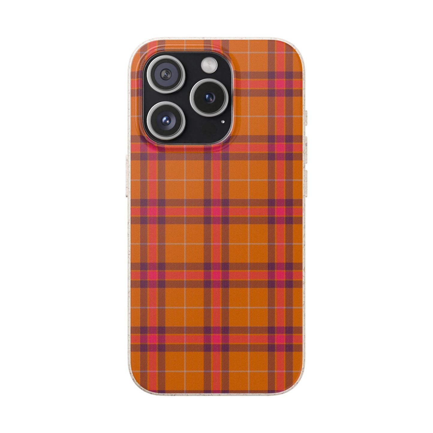 Biodegradable Autumn Orange Plaid Eco-Friendly Phone Cover for Apple iPhone and Samsung Galaxy.