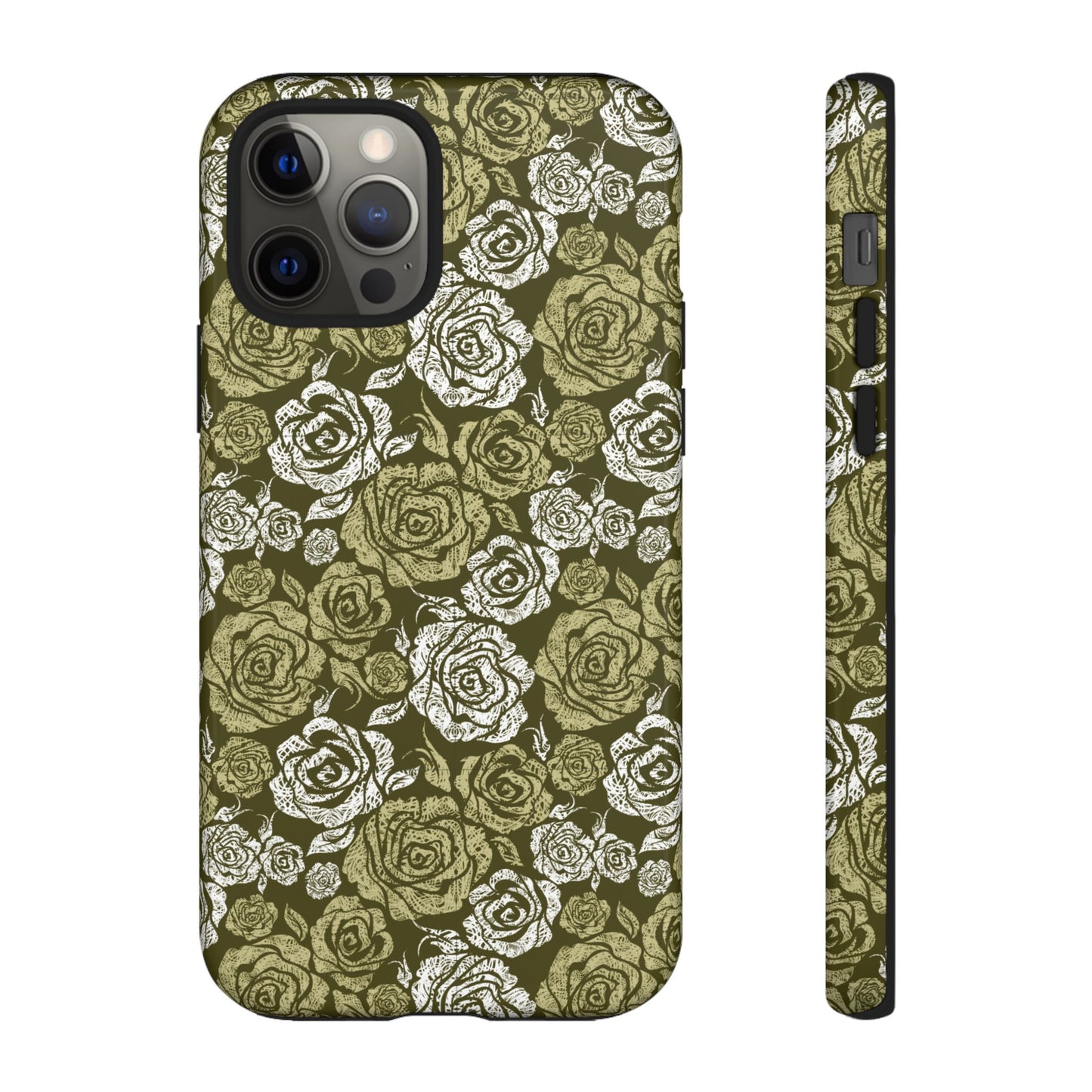 Floral Olive Rose Pattern Tough Phone Case
