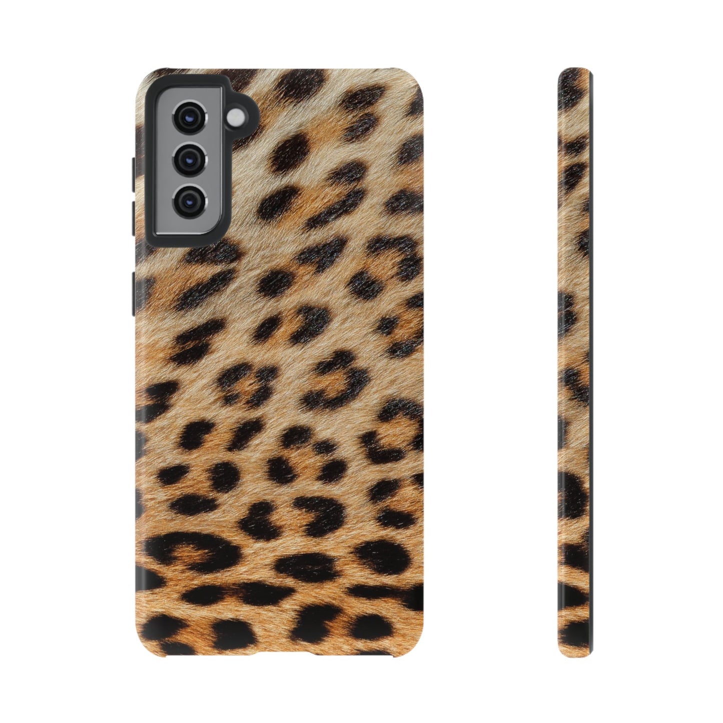 Leopard Print Tough Phone Case — Durable Protective Case with Wild Animal Fur Design