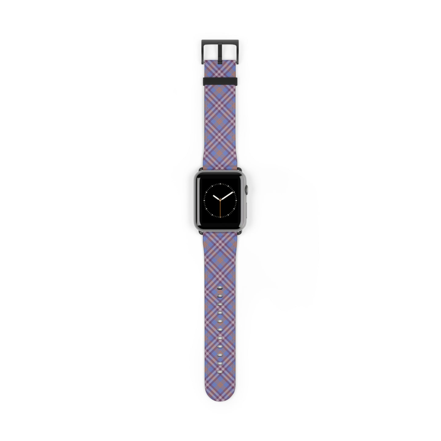 Plaid purple Apple Watch band with retro tartan pattern, stylish gift for her, faux leather strap, stainless steel buckle