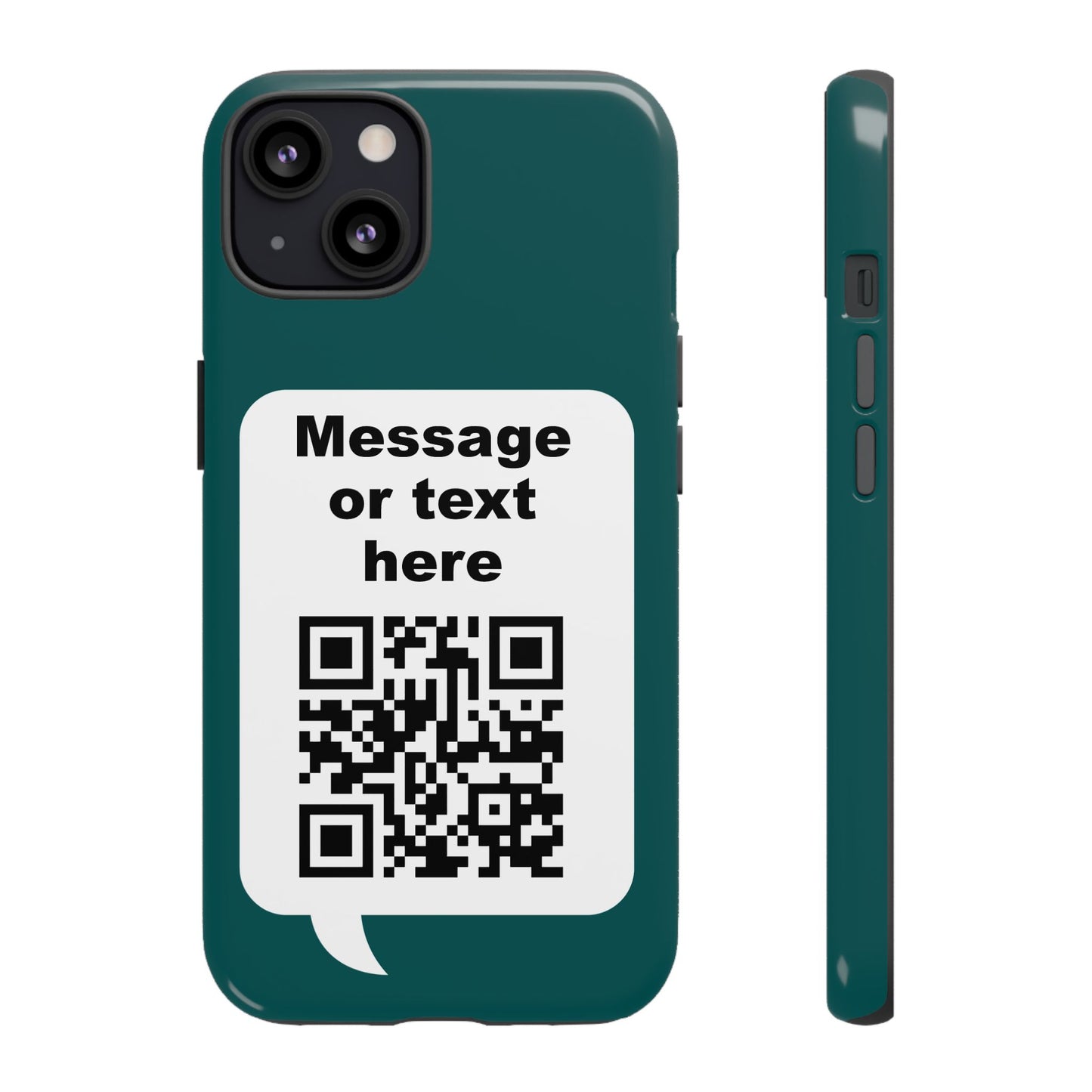 Custom QR Code Tough Phone Case — "Custom text" Contact Case