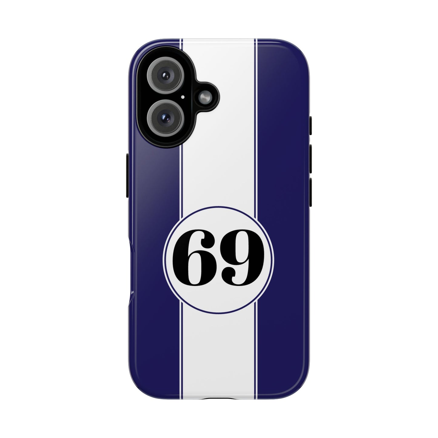 Custom Number Racing Stripe Tough Phone Case for Apple iPhone, Samsung Galaxy and Google Pixel.