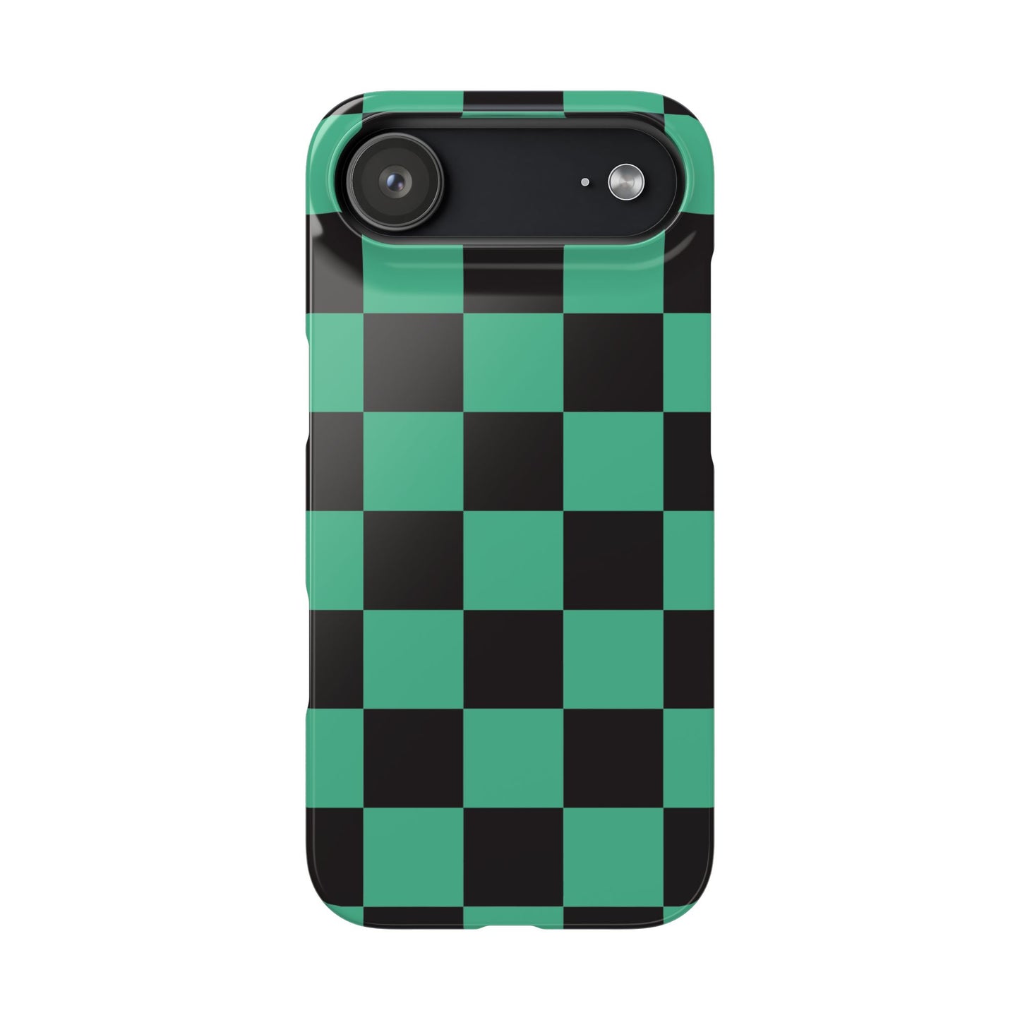 Checkered Teal Snap Case — Black & Teal Phone Cover