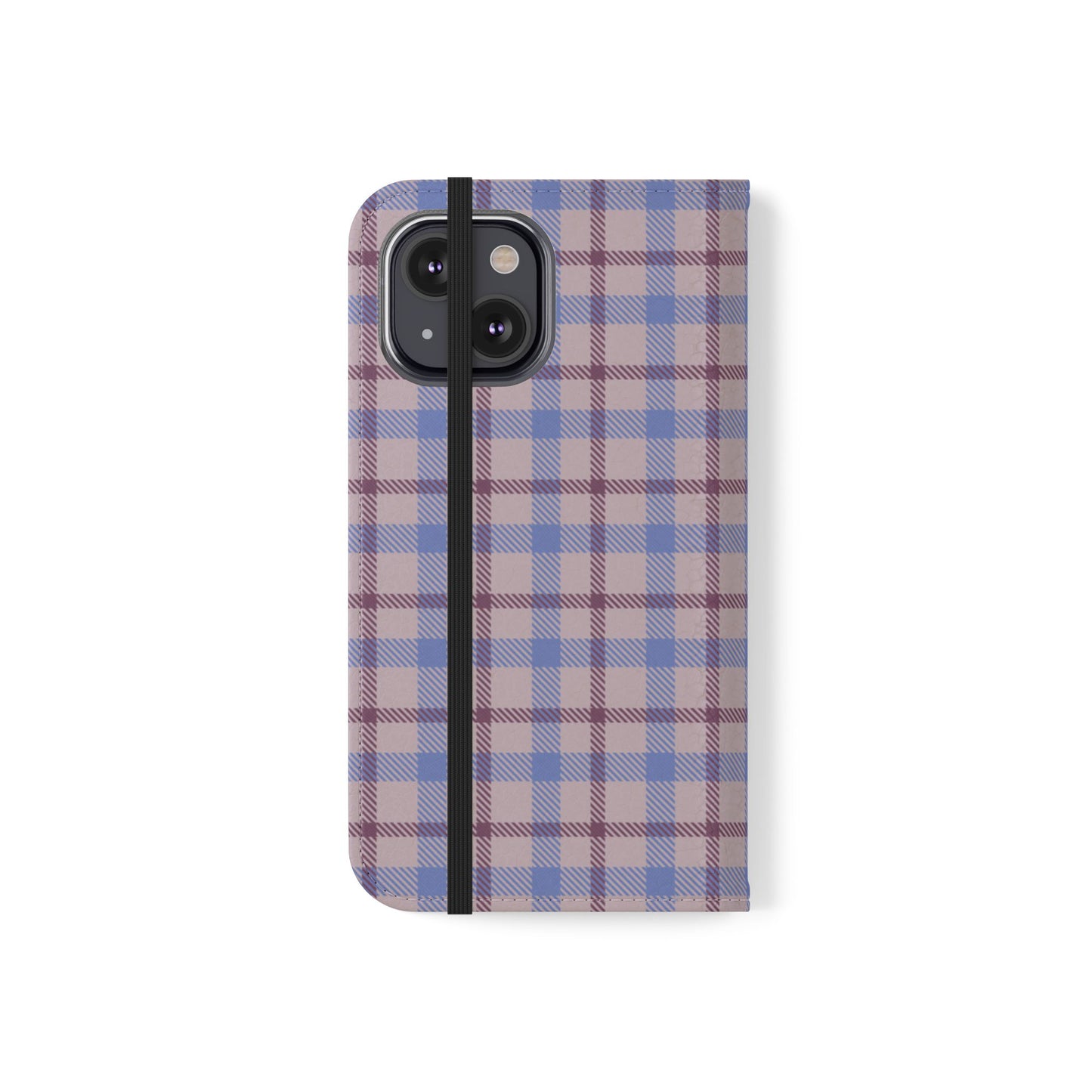 Tartan Flip Phone Case — Blue & Purple Plaid Wallet Cover