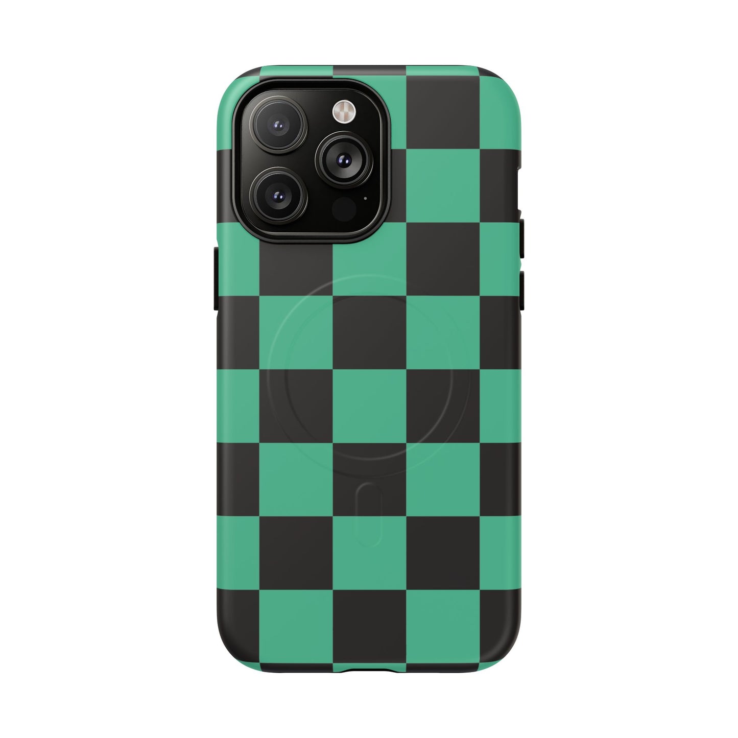 Tanjiro Magnetic Phone Case — Green and Black Chequered Tough Protective MagSafe Case
