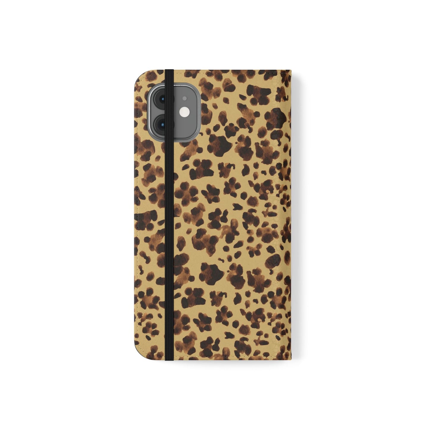 Leopard Print watercolour Flip Phone Case - Stylish Wallet Folio Cover with Card Slots