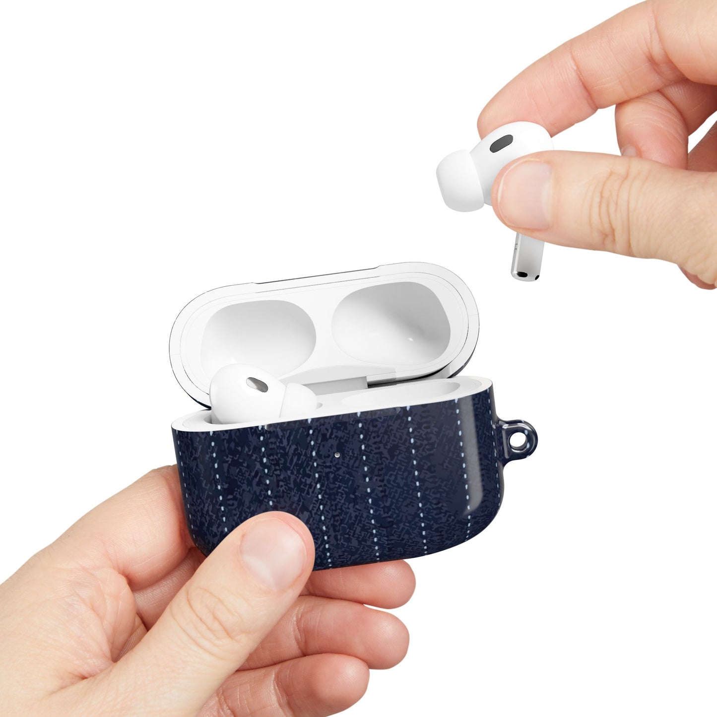 Knitted Navy Stripe AirPod Case — Cozy Textured Protective Cover