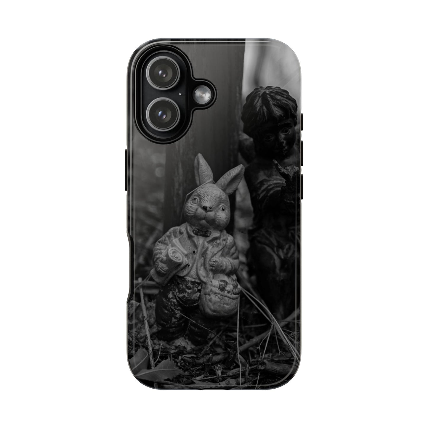 Vintage Gothic Bunny Tough Phone Case — Dark Garden Statue Protective Cover