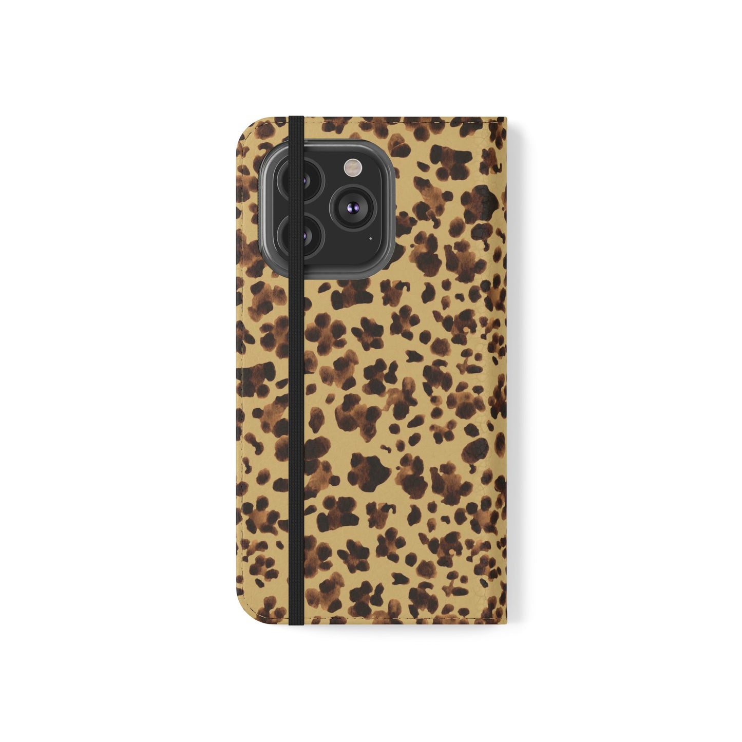 Leopard Print watercolour Flip Phone Case - Stylish Wallet Folio Cover with Card Slots