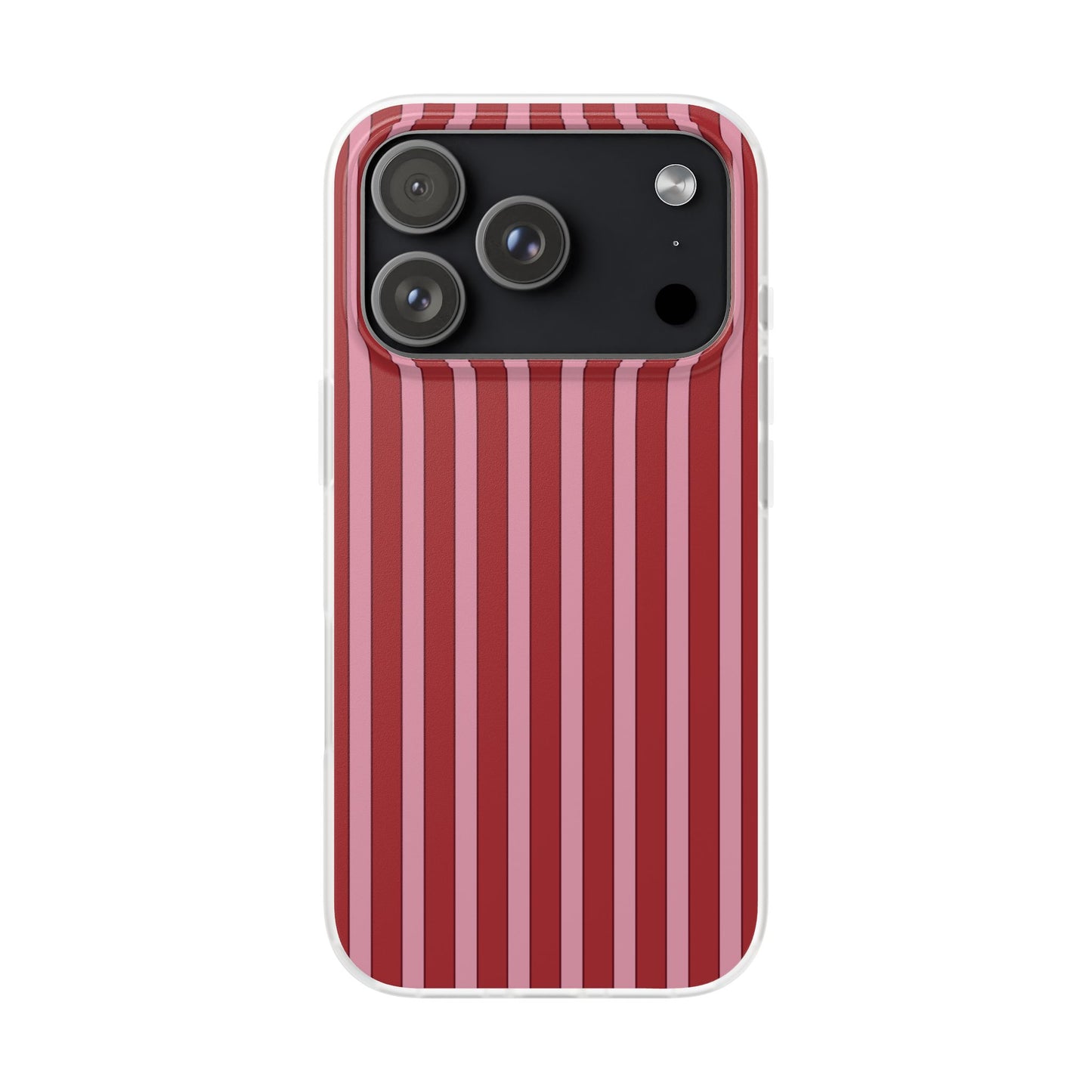 Red Vertical Stripe Protective Flexi Case for Apple iPhone, Samsung Galaxy.
