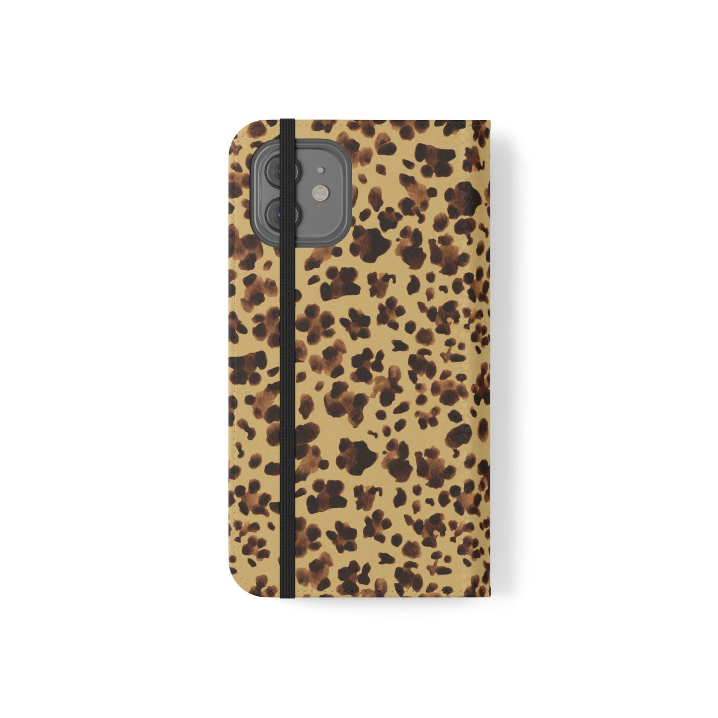 Leopard Print watercolour Flip Phone Case - Stylish Wallet Folio Cover with Card Slots