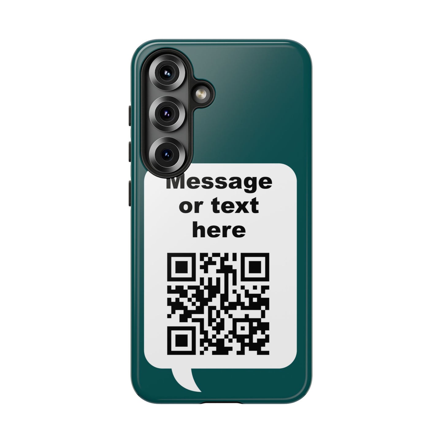 Custom QR Code Tough Phone Case — "Custom text" Contact Case