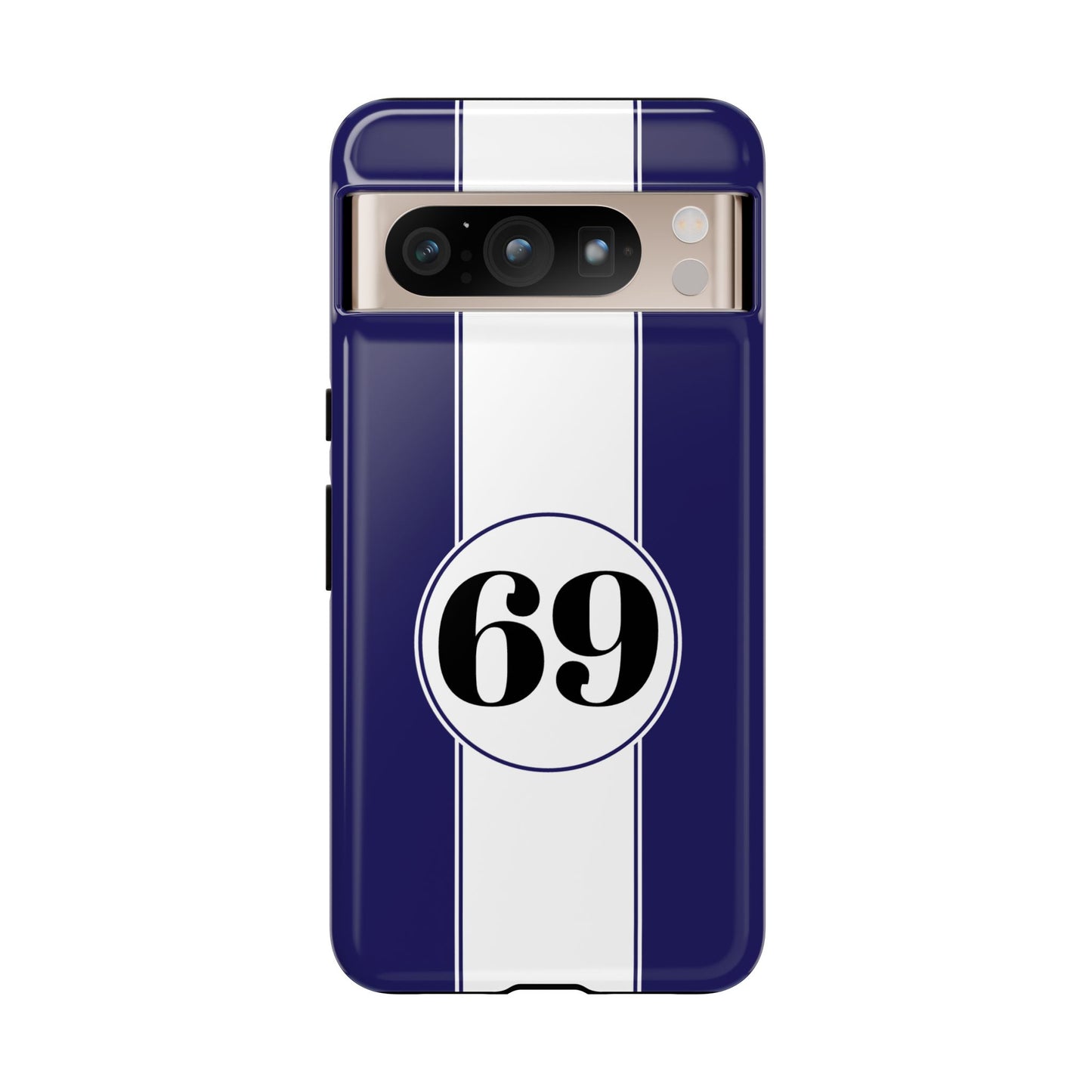 Custom Number Racing Stripe Tough Phone Case for Apple iPhone, Samsung Galaxy and Google Pixel.