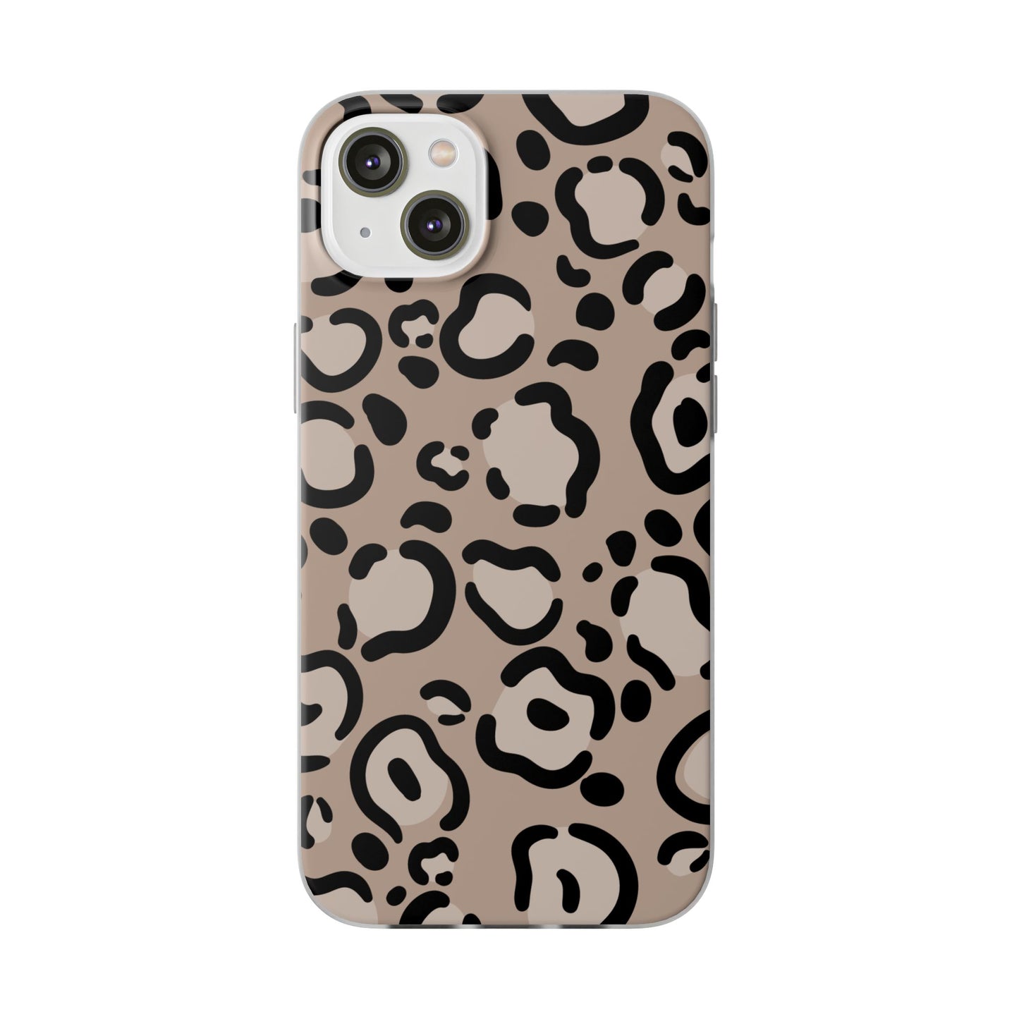 Beige Black Leopard Print Flexi Case for Apple iPhone and Samsung Galaxy.