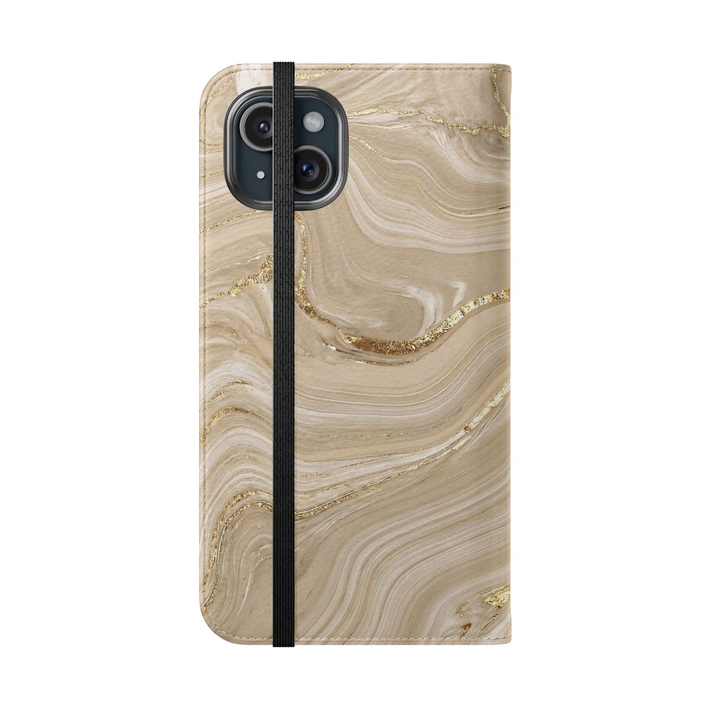 Marble Beige Flip Phone Case – Stylish Wallet Phone Cover with Card Slots