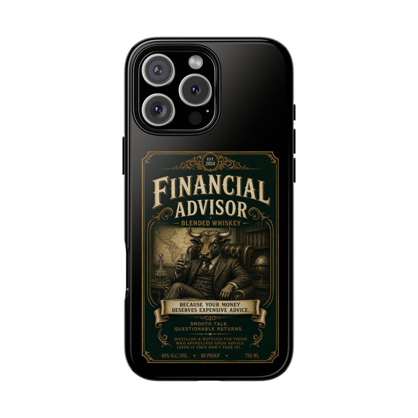 Financial Advisor Phone Case — Vintage Whiskey Label Design